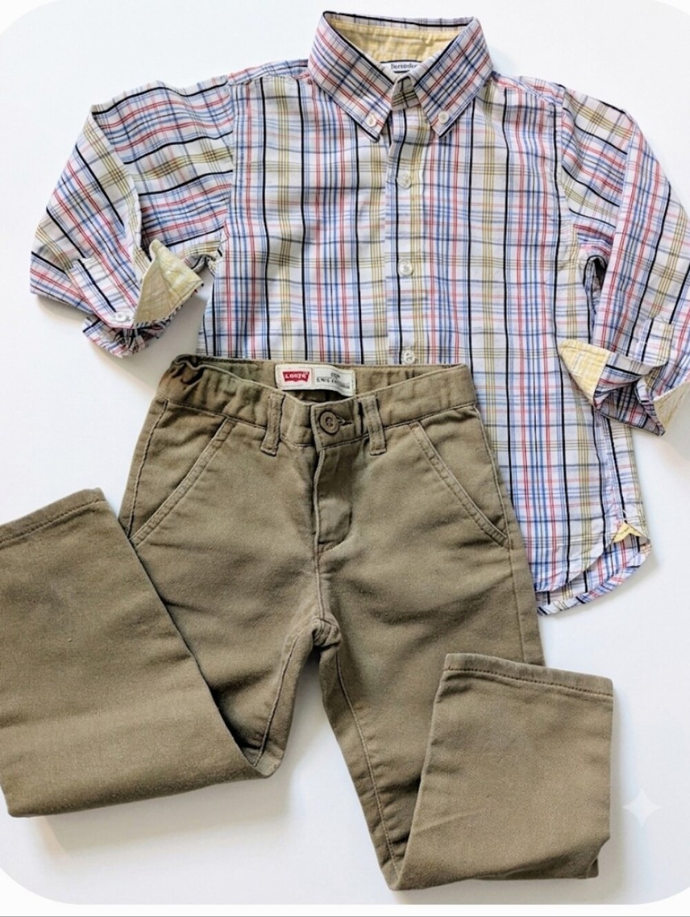 ⭐2 Pc BTS Bundle ⭐ Levi's 511 Khaki Pants/Hartstrings Buttondown Shirt Size 4